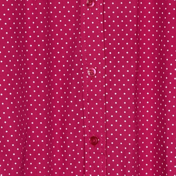 American Sweetheart 4X Top Shirt Pink Polka Dot 3/4 Sleeve Collared Button Up - Picture 7 of 7